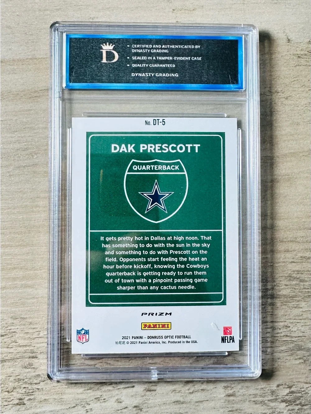 Dak Prescott 2021 Panini Downtown #DT-5 Holo Gem Mint 10 Novelty Card.